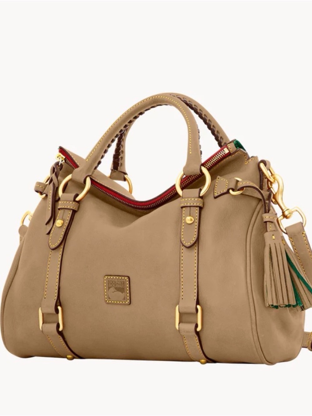 Dooney & Bourke Florentine Satchel Beige Leather Satchel with Tassel